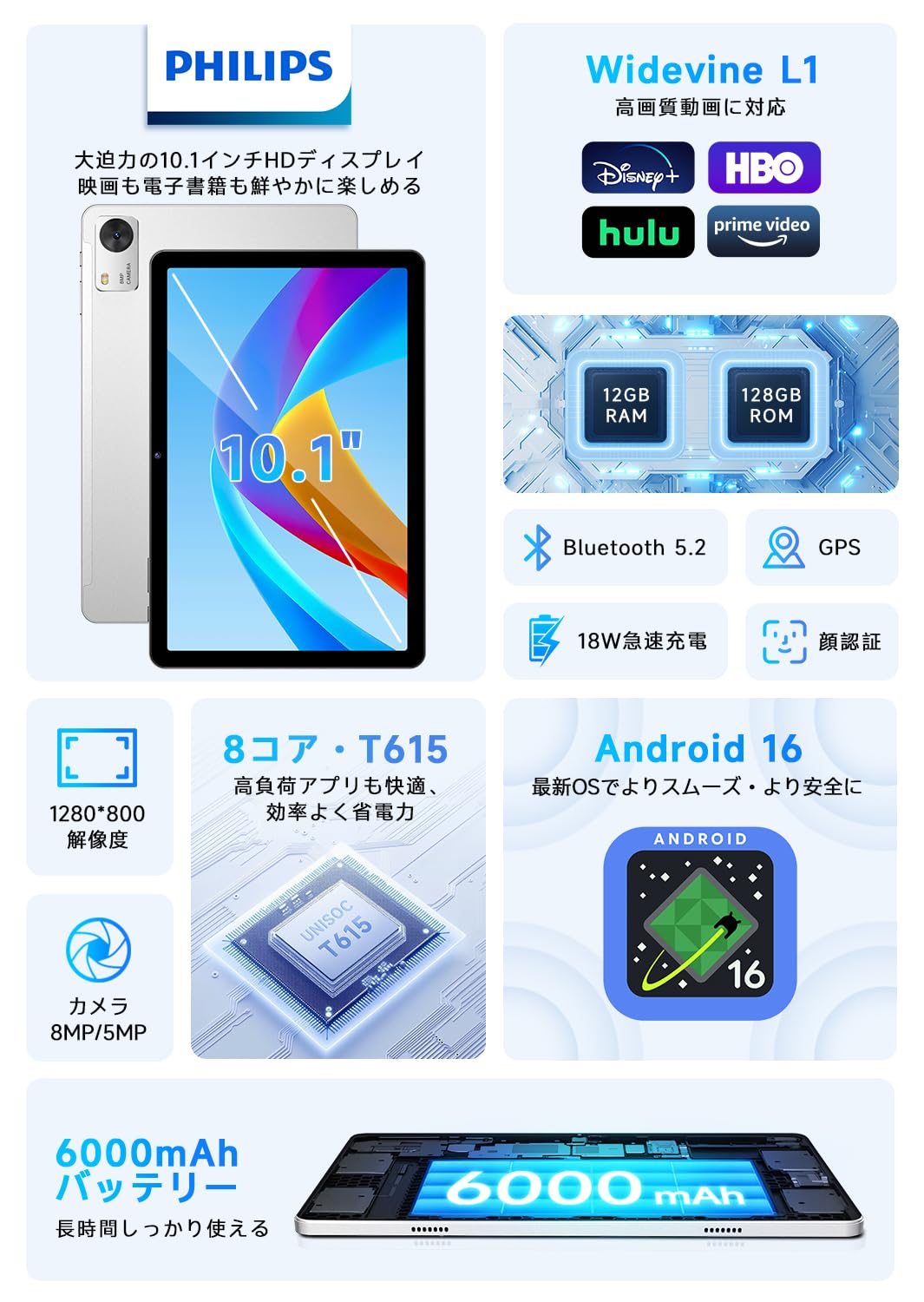 新品未開封 PHILIPS Android16 タブレット 10インチ Amazon.co.jp: 【国内正規品】PHILIPS Android16 タブレット 10インチ